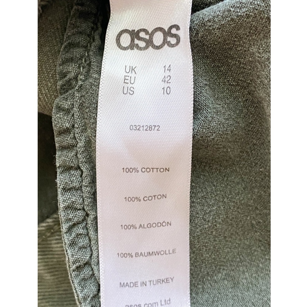 Asos Denim Distressed High Rise Roll Cuff Shorts, Olive Green - Size 10 - Picture 7 of 7